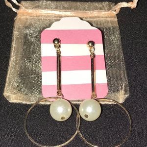 Gold tone and pearl statement earrings